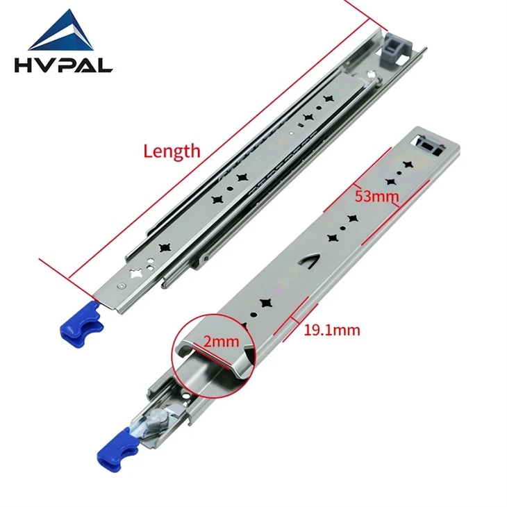 Glisier pentru sertar cu extensie completă de 2,0 mm, 115 kg
